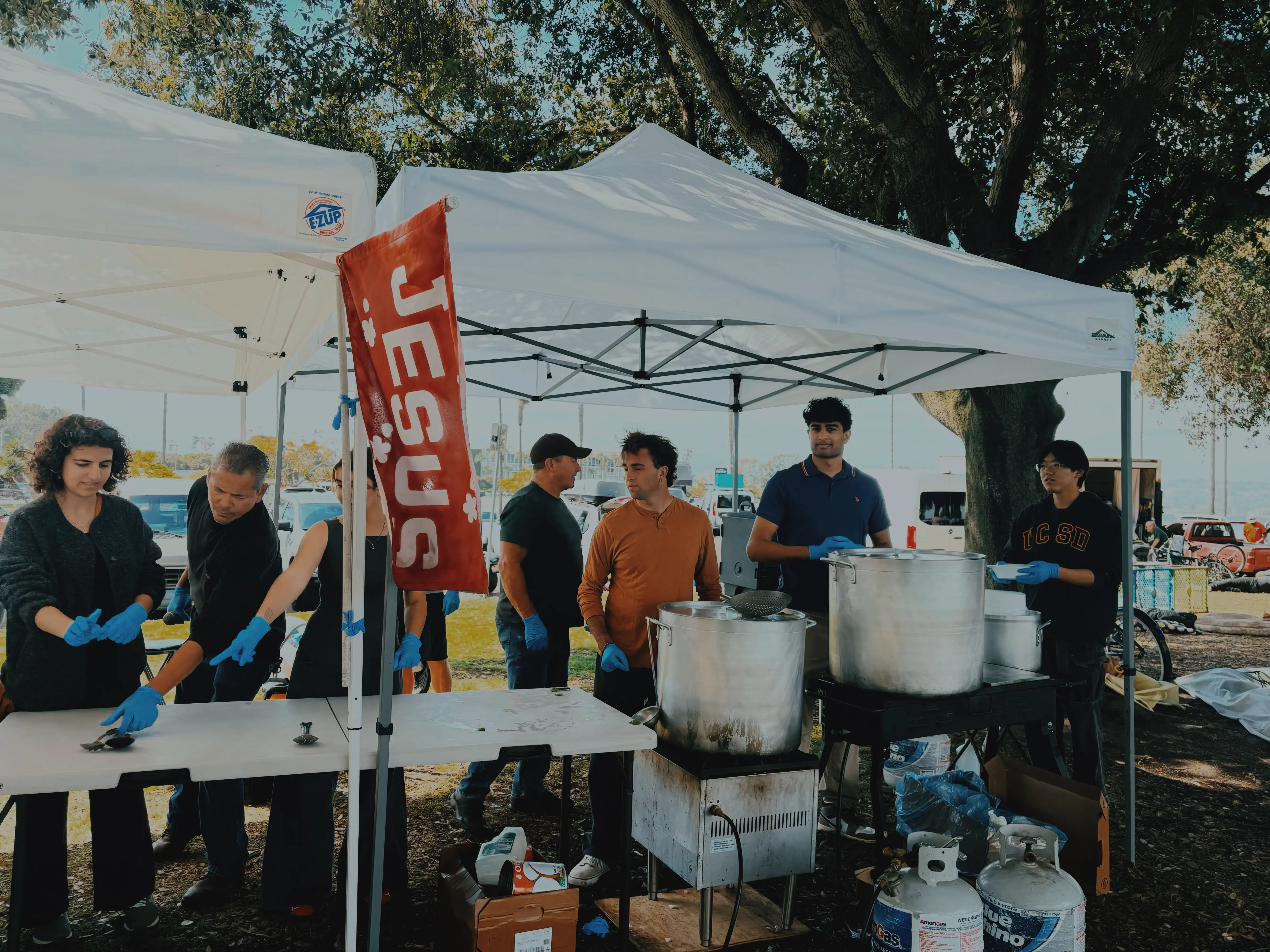 Serving hot meals at God's Kitchen